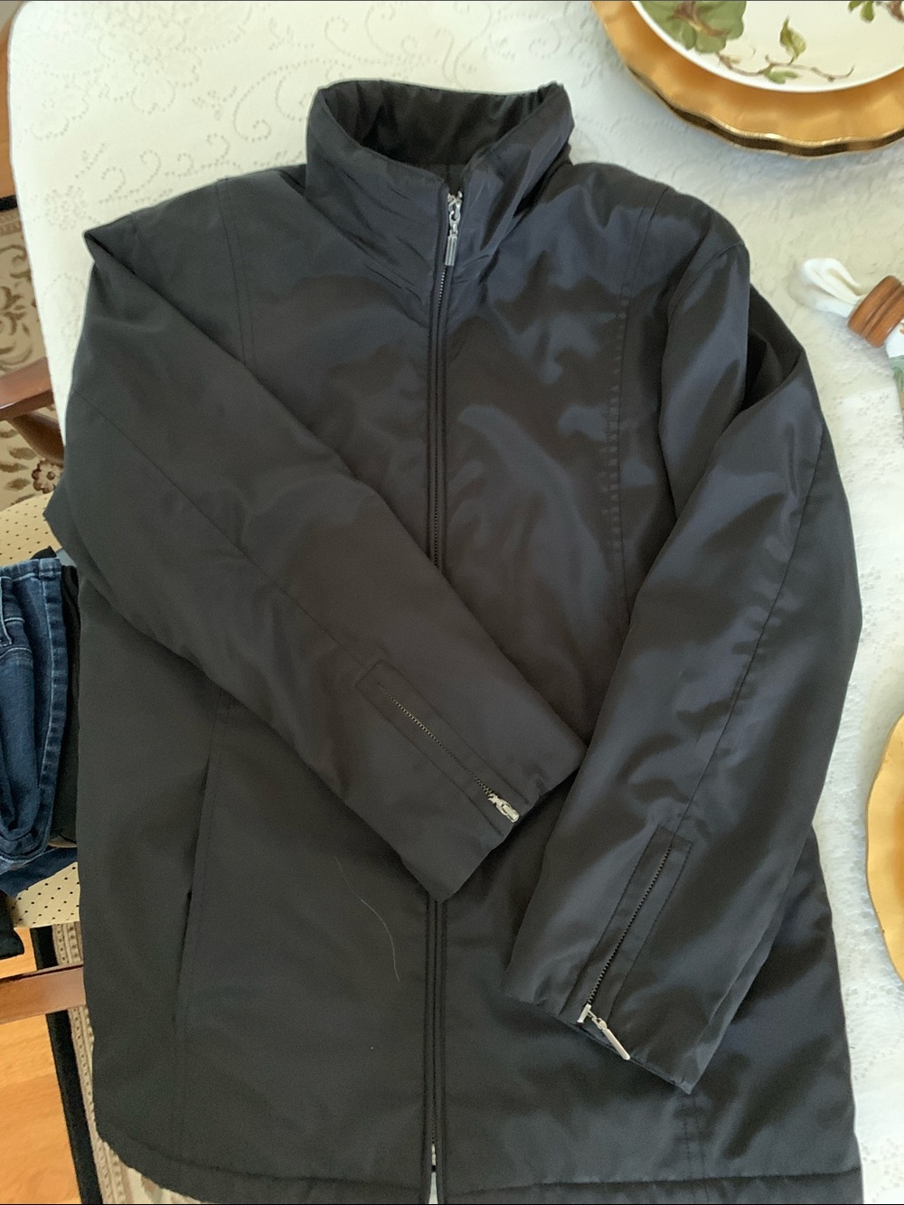 Larry Levine Black Performance Zip-Up Jacket